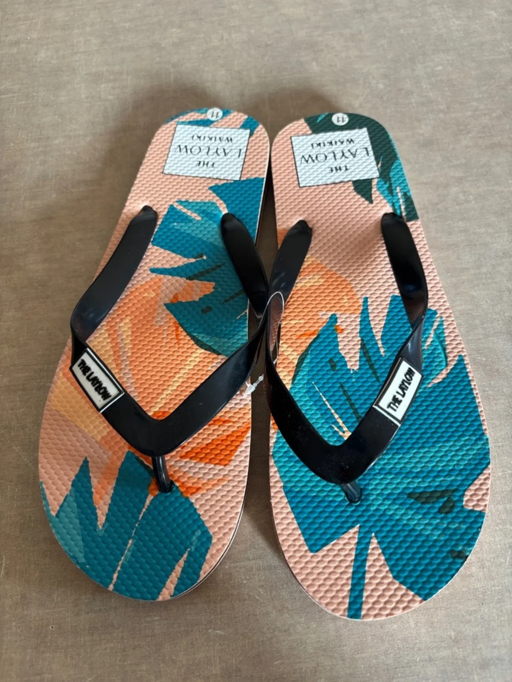 Men's Tropical Peach & Teal Flip-Flops
